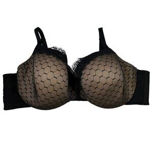 Cacique - Lane Bryant Black & Tan Lightly Lined Balconette Bra Women's 48DD